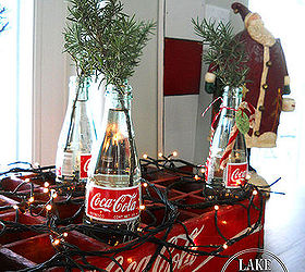 rosemary clippings in cola bottles for christmas, christmas decorations, seasonal holiday decor