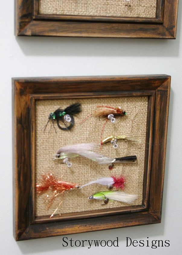 a space all his own, craft rooms, home decor, Flies are pinned to framed burlap bulletin boards for easy access and display