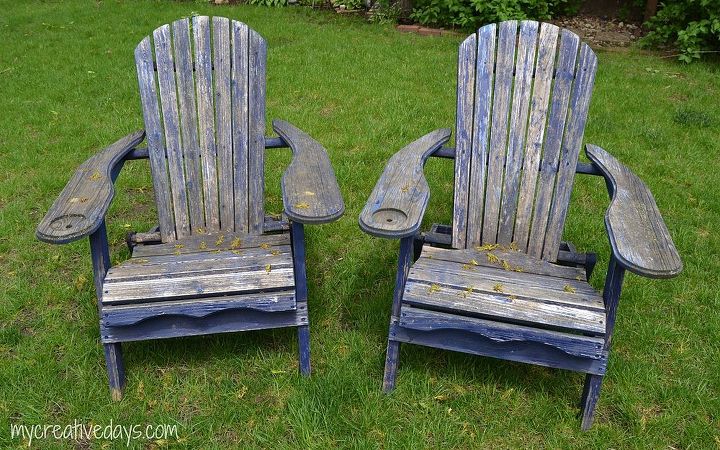 curbside chairs become favorite parent hangout, outdoor furniture, outdoor living, painted furniture, repurposing upcycling