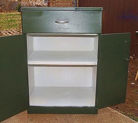 50 s metal cabinet make over, painted furniture, Some kilz and a coat of paint does wonders