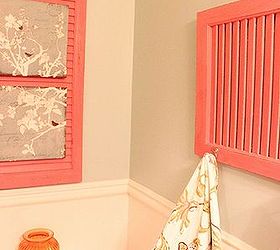 re purposing an old shutter with home made chalk paint, bathroom ideas, home decor, repurposing upcycling, Sonora rose from Lowe s summer palette It s a really pretty color