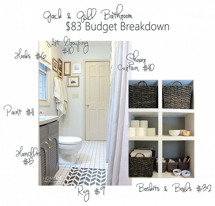 83 bathroom makeover, bathroom ideas, home decor, Cut your budget by paint rather than replacing updating hardware couponing for storage items and decorating with DIY projects Specific purchase details found on the blog