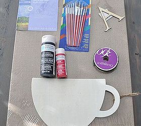 diy burlap memo board, crafts, Here are the supplies you ll need Start by painting your mug with chalkpaint