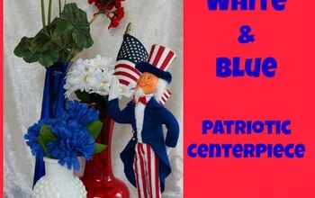 Idea de centro de mesa patriótico rojo, blanco y azul