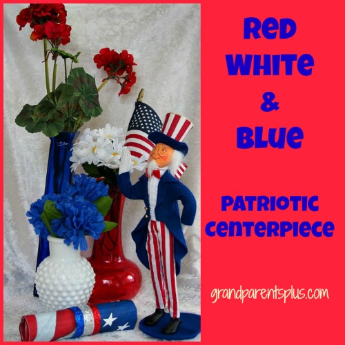 idea de centro de mesa patritico rojo blanco y azul