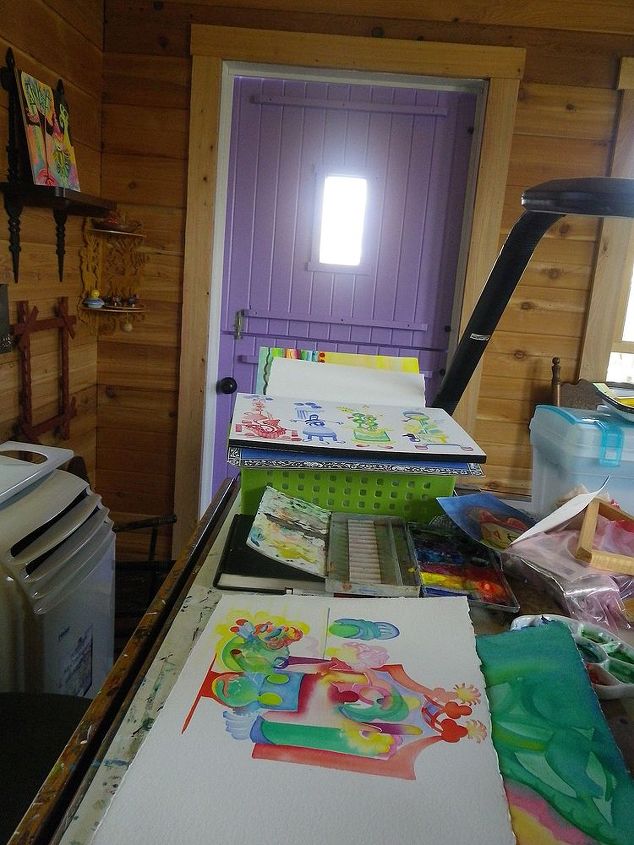 custom artist studio shed, craft rooms, doors, outdoor living, Creativity under way