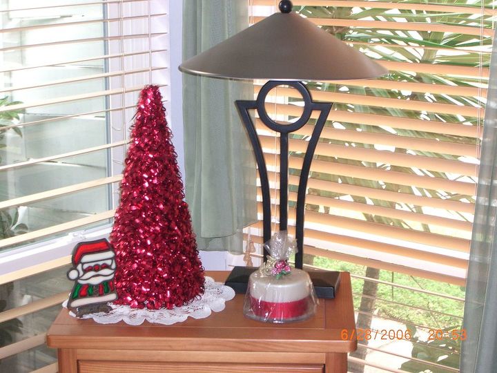 we did a red white and sliver christmas enjoy the color scheme throughout my home, christmas decorations, seasonal holiday decor, The guest room tree nice and simple