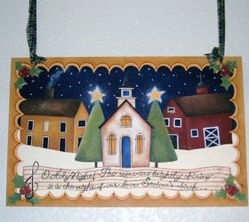 christmas decorating ideas to share by granart, christmas decorations, seasonal holiday decor, Holy Night Town by GranArt This is painted on a wood drawer insert using acrylic paint and sprayed with acrylic satin finish to seal