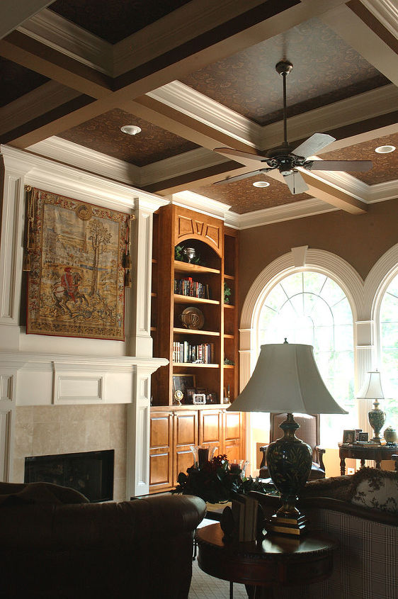another project that i used wallpaper on the ceiling and yes it was ralph lauren, home decor, living room ideas, painting