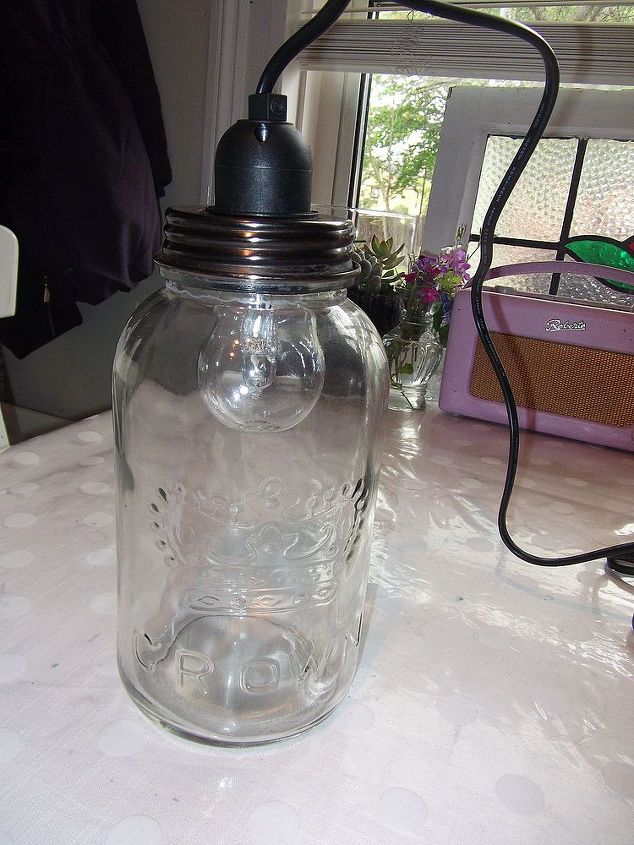 diy tutorial jar pendant swag light, diy, how to, lighting, that s it now its ready to be suspended from ceiling in your chosen spot visit my blog for a useful link on how to do this thanks for looking