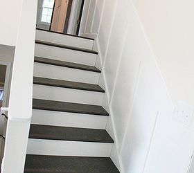 update old stairs with painted pine treads and new risers, diy, how to, painting, stairs, woodworking projects, One set of finished stairs