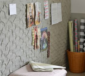 how to make a diy fabric covered pin board wall for less than 25, DIY Fabric Covered Pin Board Wall