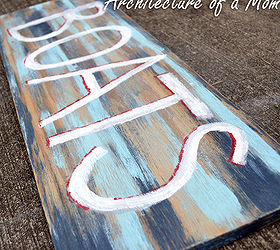 how to make a shabby chic boat sign just a board and craft paint needed and a, crafts, home decor, shabby chic, The completed project