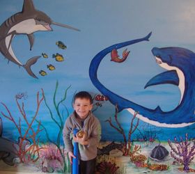 underwater mural, bedroom ideas, painting, That s happy Gavin and his new friends