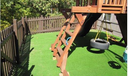 playground turf, landscape, outdoor living, This a backyard playground artificial grass is very safe for children