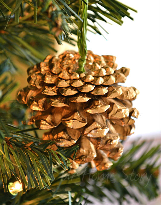 gilded pine cone ornament west elm knockoff, home decor, seasonal holiday decor