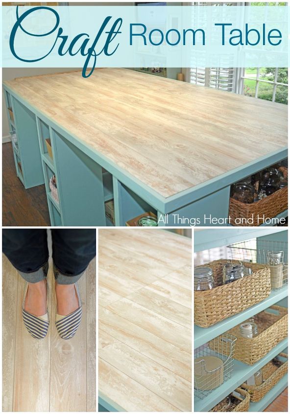 diy craft room table guess what the top is made of, craft rooms, diy, home office, painted furniture, storage ideas