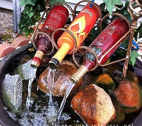 wine bottle fountain, gardening, I think I m seriously going to try to make one of these I mean I m going to make one of these