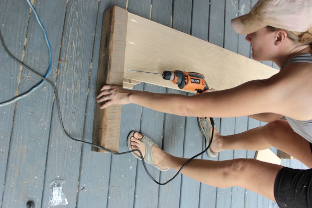 how to make a diy wood frame bed from a first time furniture builder, diy, how to, painted furniture, rustic furniture, woodworking projects, counter sunk screws are a great way to attach the head and foot board to the posts