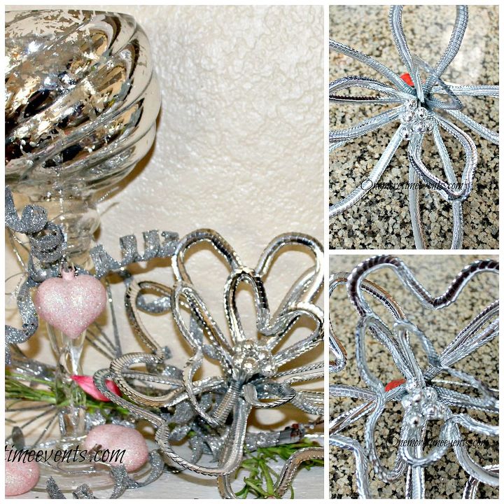 transforming christmas decor into valentine decor, seasonal holiday d cor, valentines day ideas, Using Silver wired poinsetta and transforming it into a heart bouquet