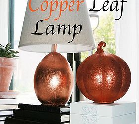 lamp makeover with copper leaf sheets, crafts, lighting, seasonal holiday decor, DIY Copper Leaf Lamp