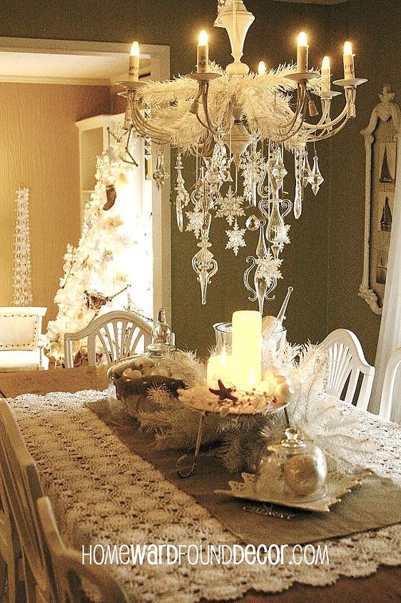 my vintage white christmas, christmas decorations, lighting, seasonal holiday decor, my snowy white and crystal clear Christmas