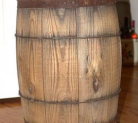 dog food storage vintage style, cleaning tips, repurposing upcycling, This barrel was in my mom s barn and was full of balls when I got it After a thorough scrubbing it makes a great dog food storage container