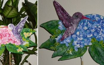 hand made hummingbird plant stakes or home decor
