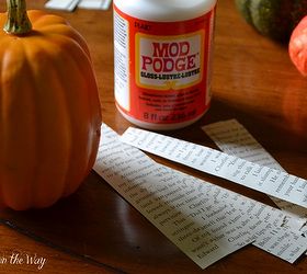 how to decoupage paper pumpkins, crafts, decoupage, seasonal holiday decor, The supplies are simple pumpkins strips of paper Mod Podge and a brush