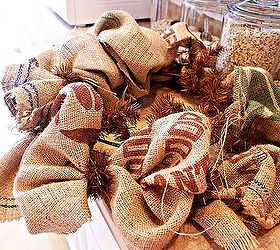 burlap coffee bean sack wreath, crafts, repurposing upcycling, seasonal holiday decor, wreaths, The middle of the project
