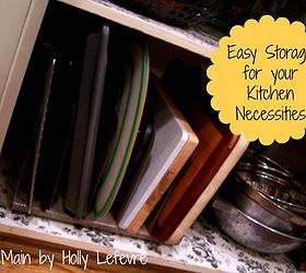 easy storage solution for the kitchen, cleaning tips, kitchen design, storage ideas, The is a very easy and inexpensive kitchen storage helper I find these file sorters at thrift stores all the time from 2 4 each This is one of my favorite kitchen tips
