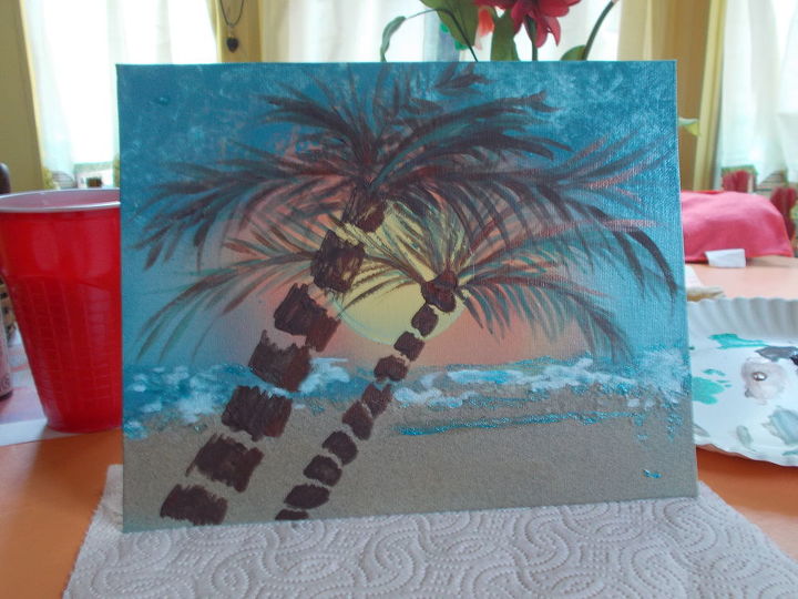 diy art, crafts, practicing my palm trees with acrylic paints