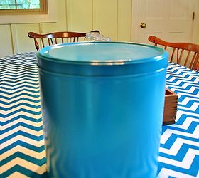 upcycled popcorn tin to teal organization container, crafts, repurposing upcycling, Save the tin and spray paint it teal