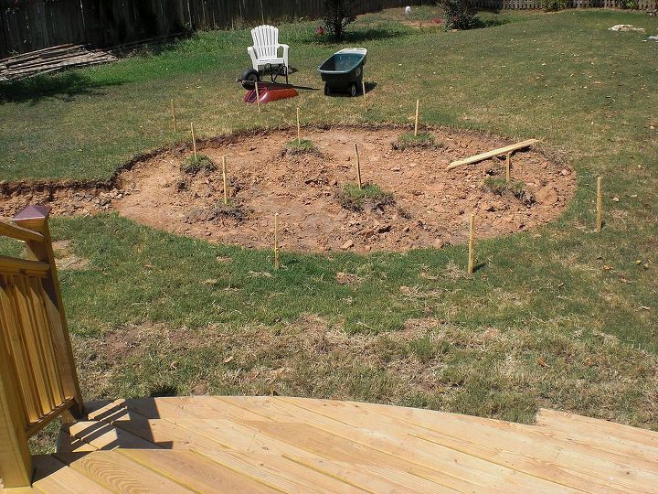 down home southern firepit, concrete masonry, diy, how to, outdoor living, Created my design started to dig up grass in Georgia that is hard enough red clay