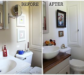 bathroom update on a 500 budget, bathroom ideas, home decor, The budget was spent on a new sink faucet mirror light and paint