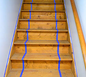 painted staircase bare wood runner, painting, stairs, taping off stairs