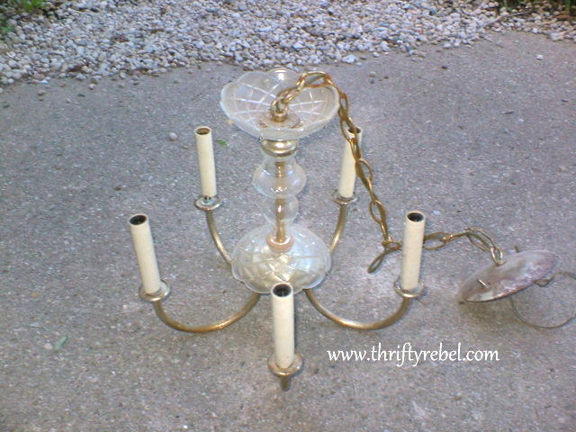 old chandelier makeover into garden candelier, outdoor living, repurposing upcycling, Old Chandelier Before