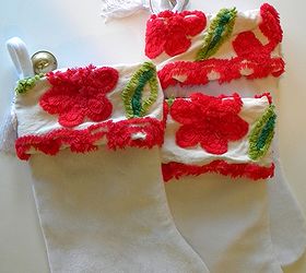no sew vintage chenille stockings, crafts, seasonal holiday decor