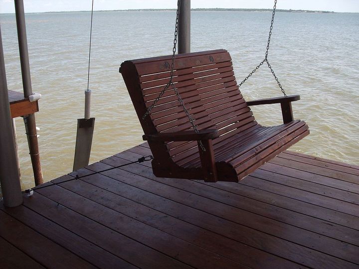 lake house tour in seven points texas, curb appeal, fireplaces mantels, home decor, Incredible views while swinging out on this boat dock