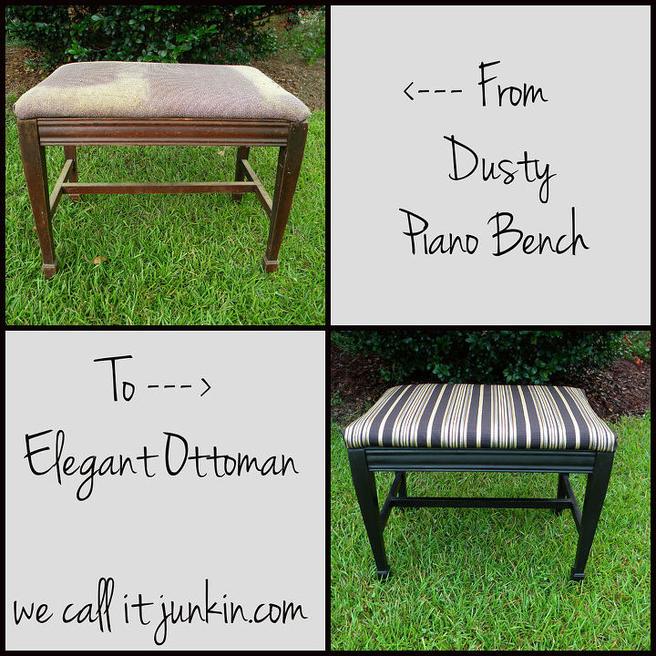 piano bench turned ottoman with tutorial, painted furniture