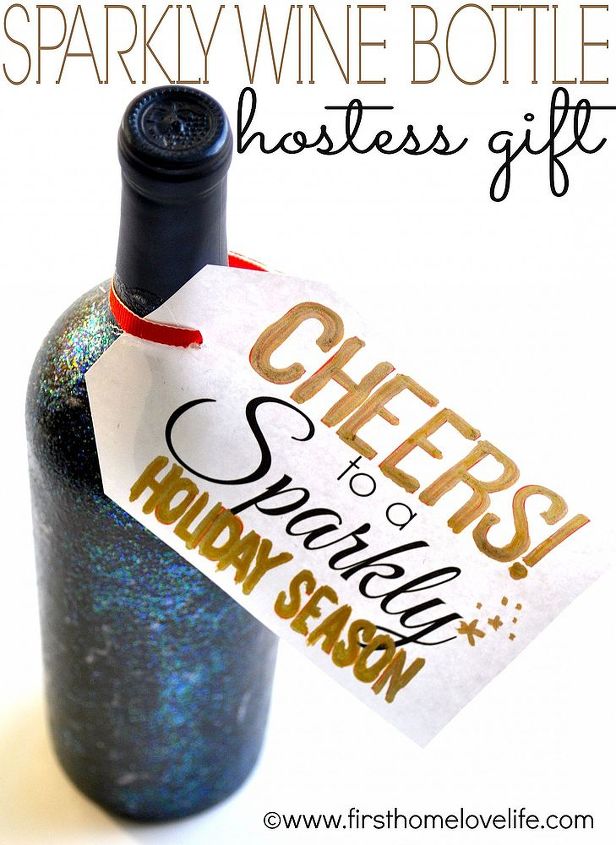 sparkly wine bottle, seasonal holiday decor