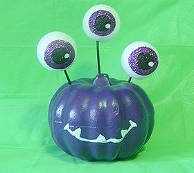 monster pumpkin for halloween, crafts, halloween decorations, seasonal holiday decor, A cute and colorful way to bring monsters into your Halloween decor
