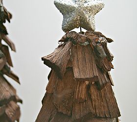 wood chip tree natural christmas decor, christmas decorations, crafts, seasonal holiday decor, topped with a glittery star