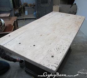 mechanics table to kitchen island, diy, how to, painted furniture, woodworking projects, After taking off about half an inch of the top