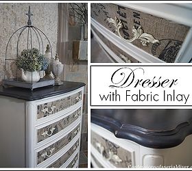 dresser with fabric inlay, chalk paint, painted furniture, I transformed this dresser with chalk paint and fabric