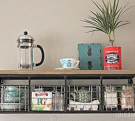 colorful farmhouse vintage coffee bar, home decor, painted furniture, repurposing upcycling