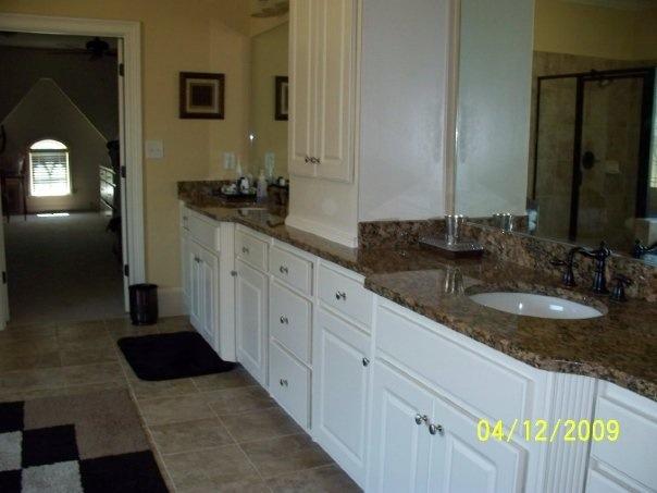 white cabinets painted to look like wood