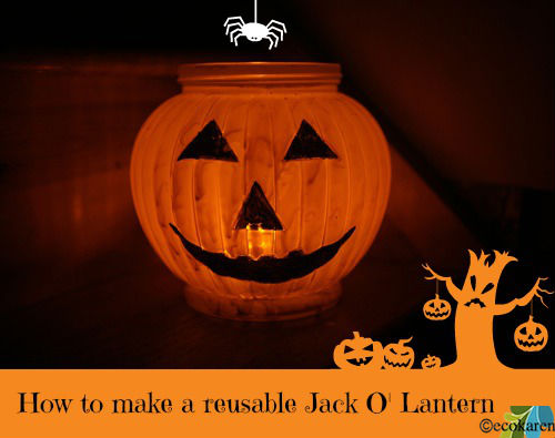 make reusable jack o lantern using glass flower vase or bowl, crafts, seasonal holiday decor