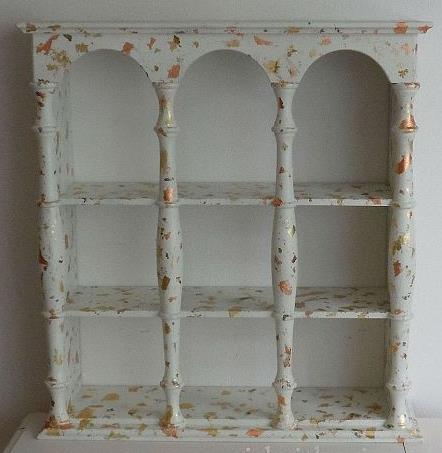 a thrift store shelf makeover, painted furniture, After Confetti Shelf