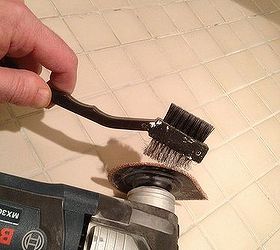 the best grout removal tools for shower tile floors, home maintenance repairs, tools, Clean the grout attachment of the multi tool with a wire brush